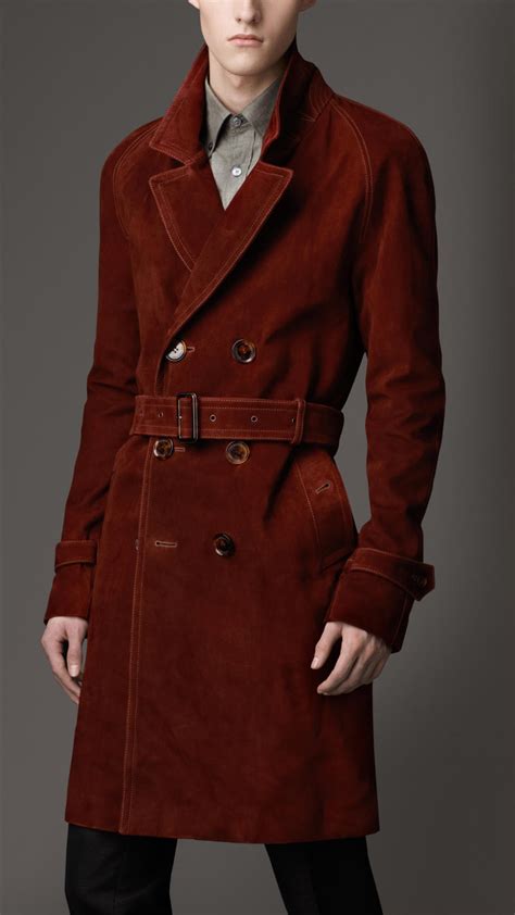 burberry cognac suede trenchcoat|burberry trench coats length.